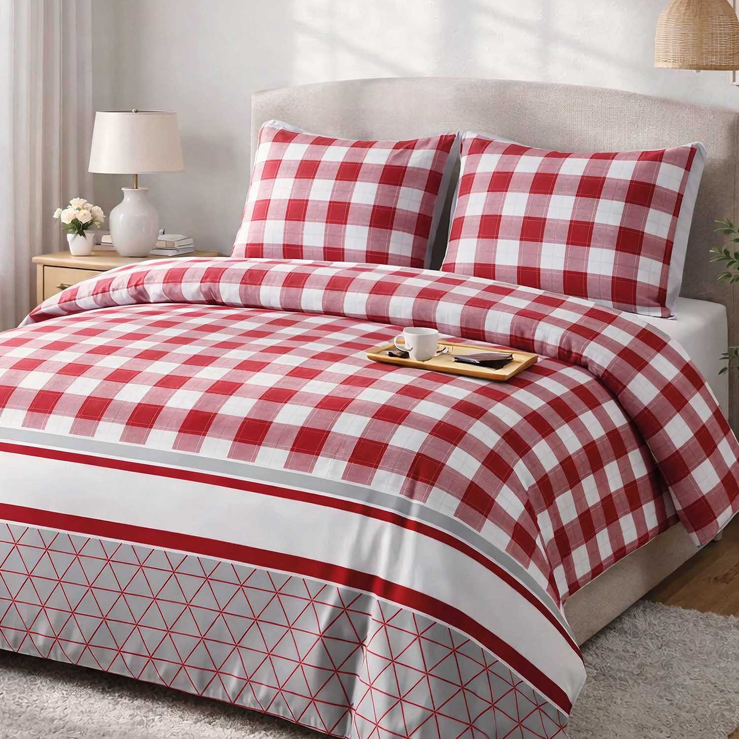 Komplet pościeli 220x200 Czerwono-Biała Krata 31520/1 Darymex