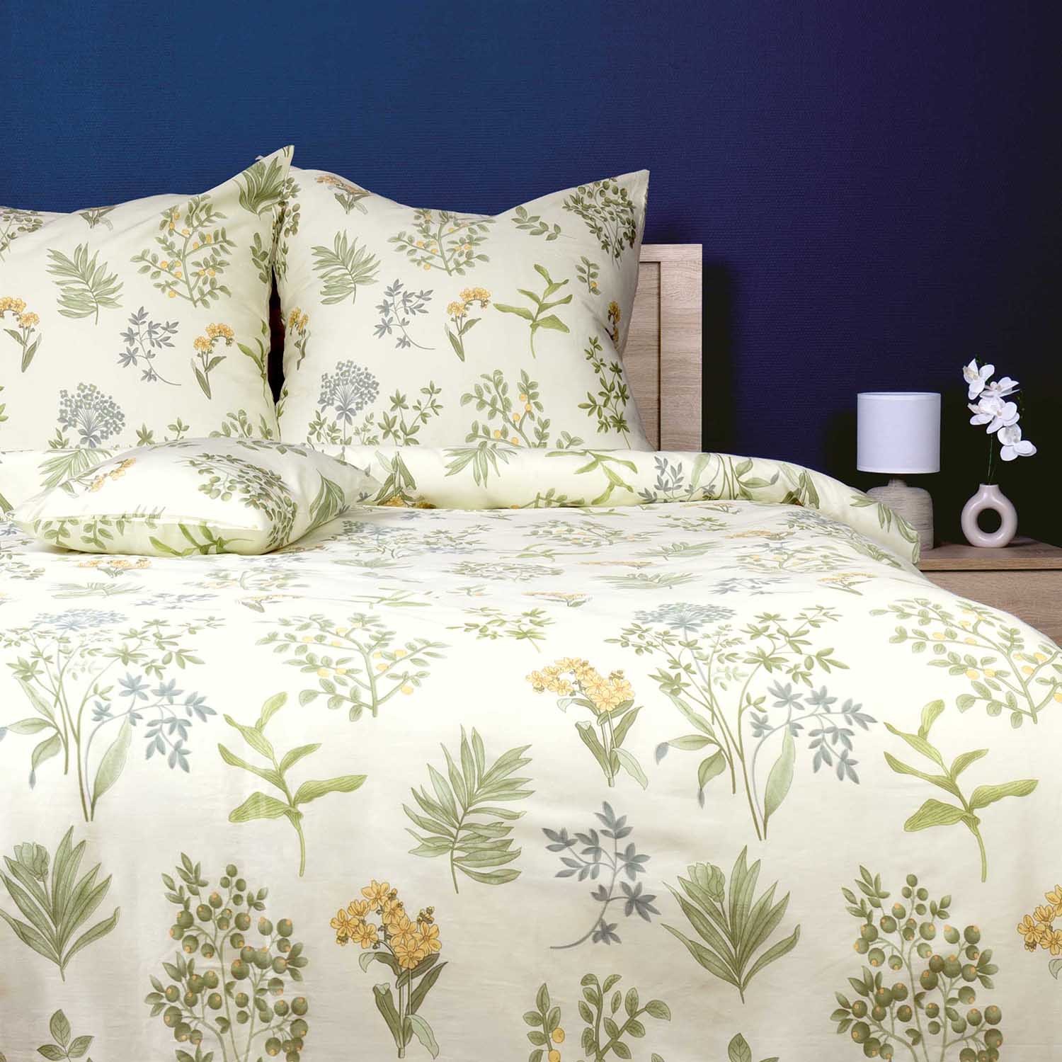 Komplet pościeli 220x200 Botaniczne Liście Krem i Zieleń Darymex