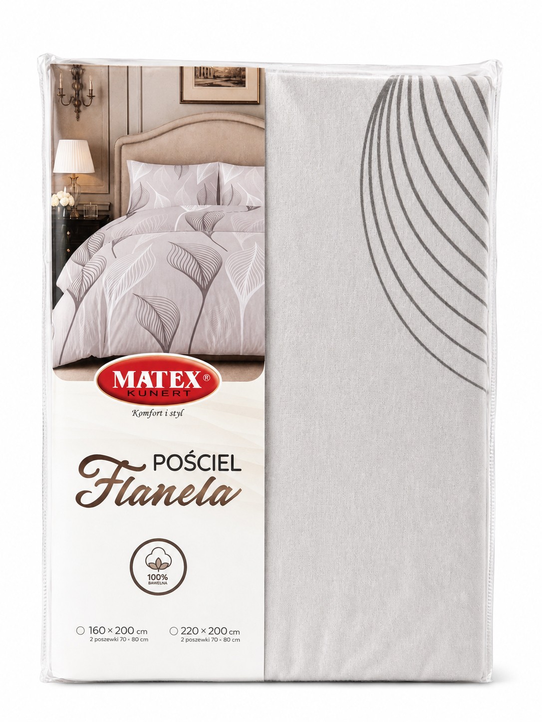 Pościel 140x200 Popielate Liście duże liście w popielatej kolorystyce Matex