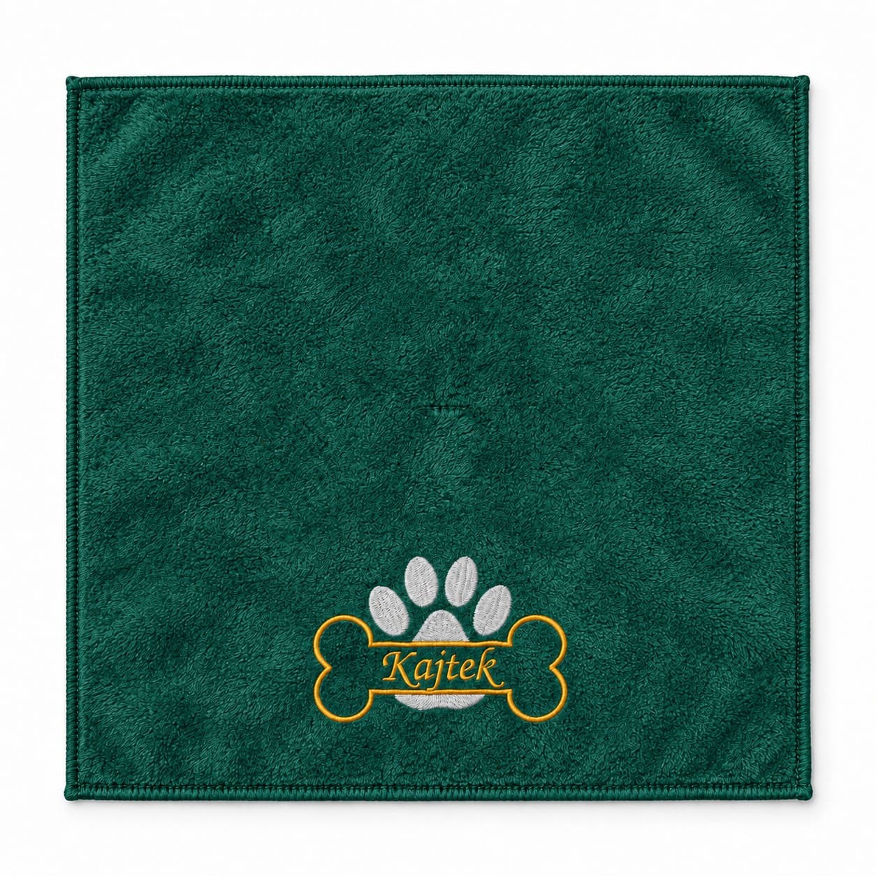 Personalizowany ręcznik z mikrofibry dla psa 30x30 ciemnozielony