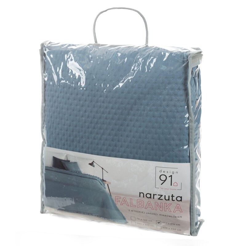 Narzuta na łóżko 170x210 Falbanka granatowa Design 91 Eurofirany - pikowana powierzchnia