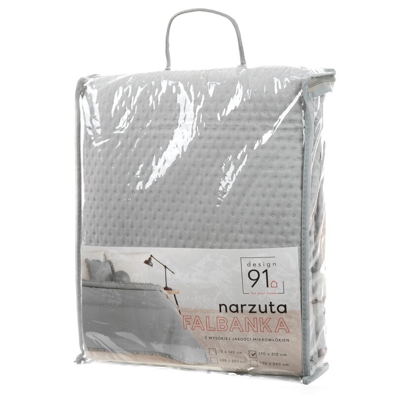 Narzuta na łóżko 220x240 Falbanka srebrna Design 91 Eurofirany - pikowana powierzchnia