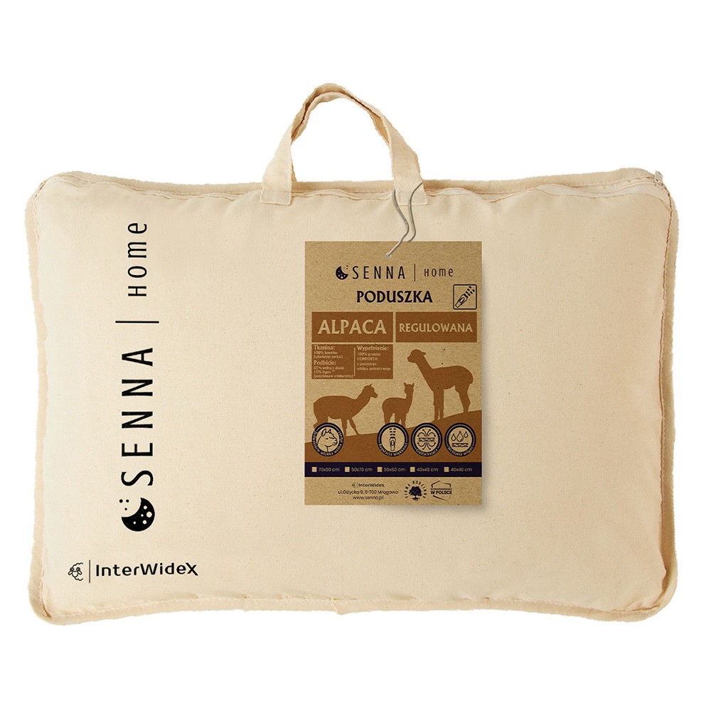 Poduszka 50x70 z alpaki z zamkiem Alpaca Inter Widex - Naturalne podbicie i regulowany środek