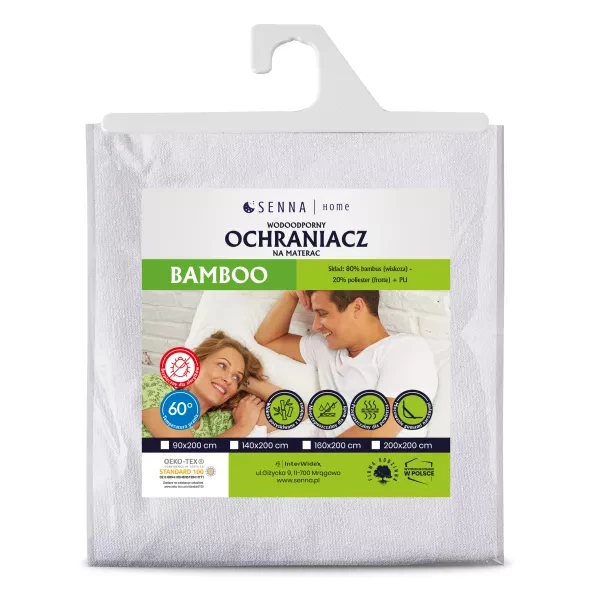 Ochraniacz na materac 200x200 wodoodporny bambusowy Bamboo Inter Widex - Bambusowa frotte, PU i oddychający komfort