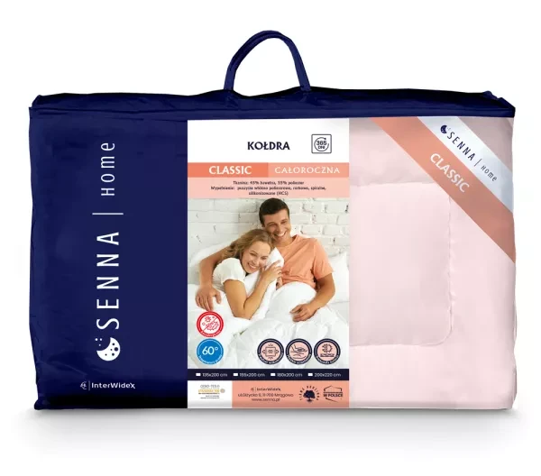 Kołdra różowy 135x200 Classic Inter Widex - materiał, pikowanie i wygoda snu