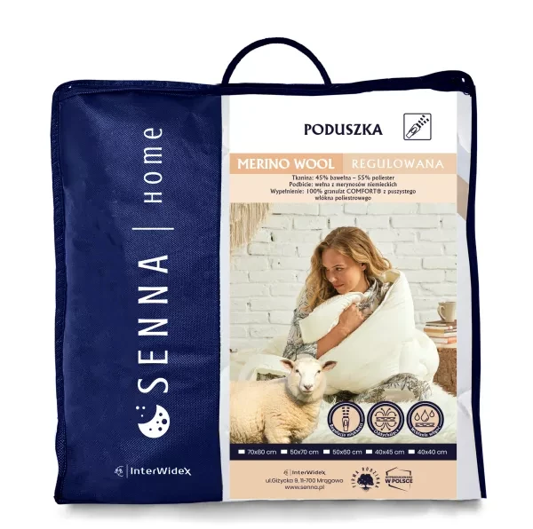 Poduszka 40x40 Merino Wool kremowa Inter Widex - wełniane podbicie i kolor w sypialni