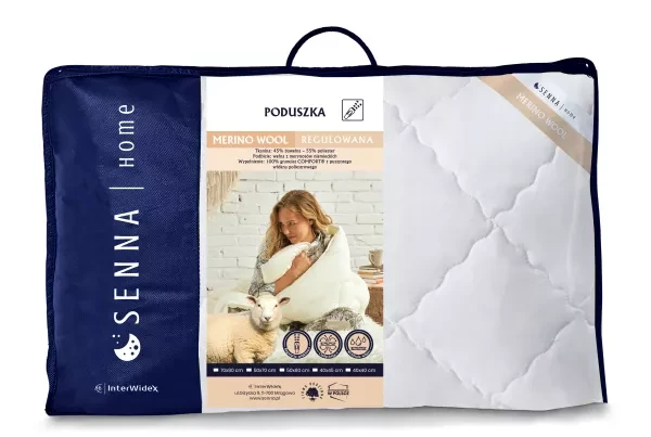 Poduszka 50x60 Merino Wool biała Inter Widex - wełniane podbicie i kolor w sypialni
