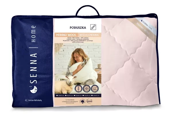 Poduszka 50x60 Merino Wool różowa Inter Widex - wełniane podbicie i kolor w sypialni
