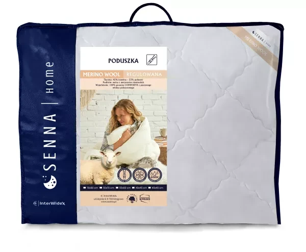 Poduszka 70x80 Merino Wool biała Inter Widex - wełniane podbicie i kolor w sypialni