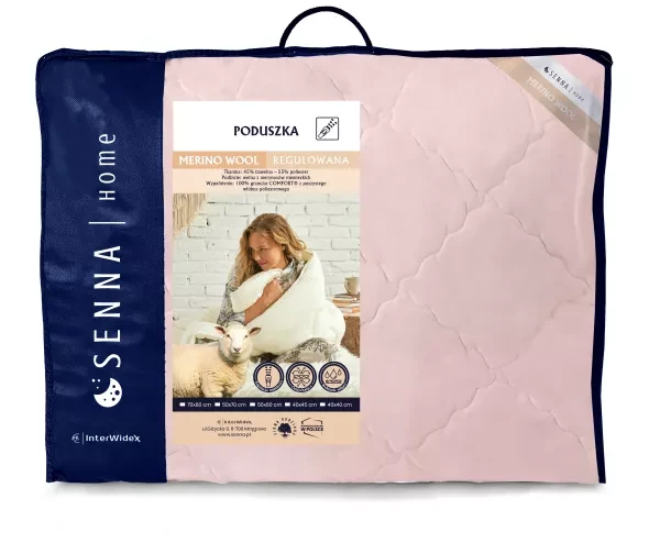 Poduszka 70x80 Merino Wool różowa Inter Widex - wełniane podbicie i kolor w sypialni