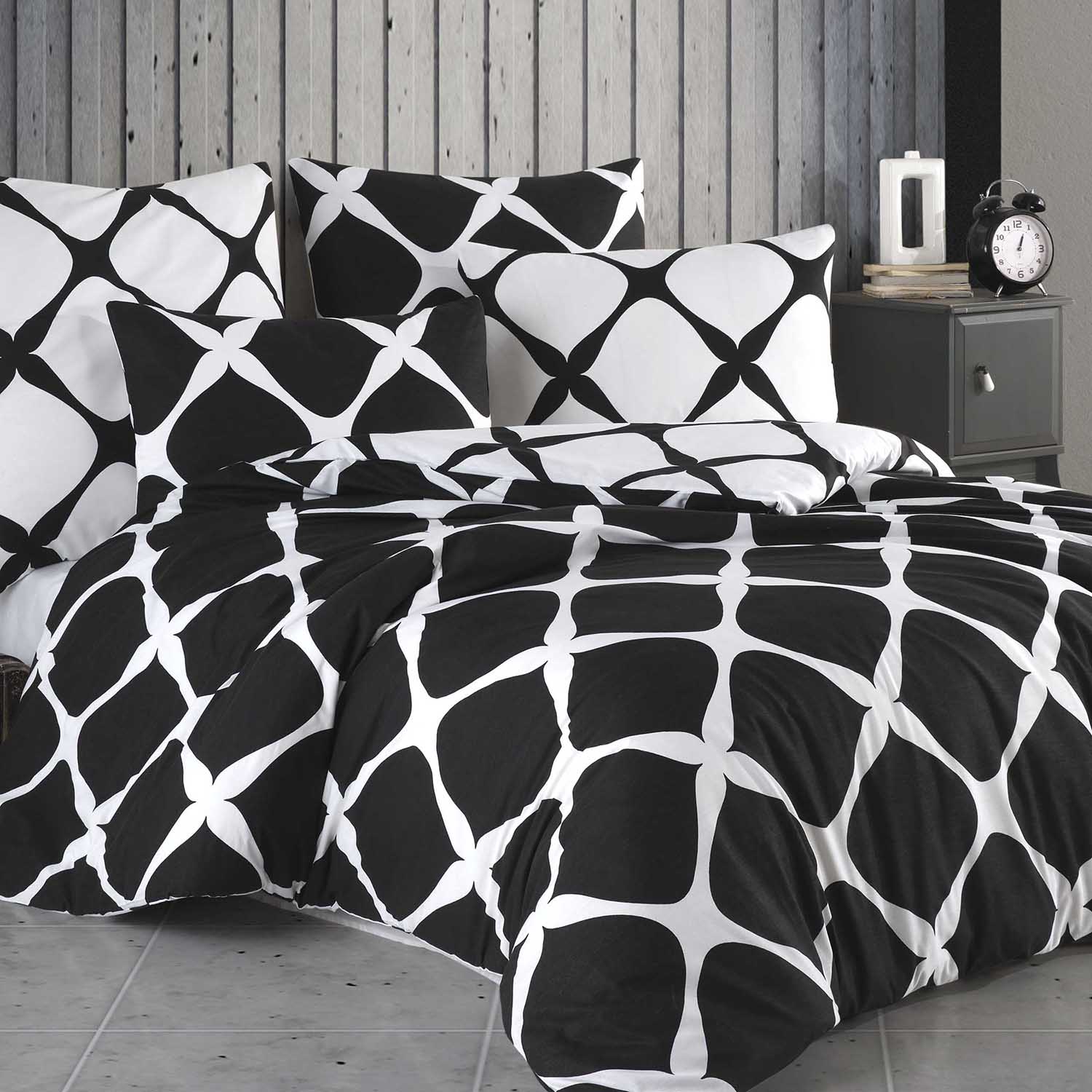 Pościel NOIR 160x200 – nowoczesna geometria w czarno-białym, kontrastowym stylu 
